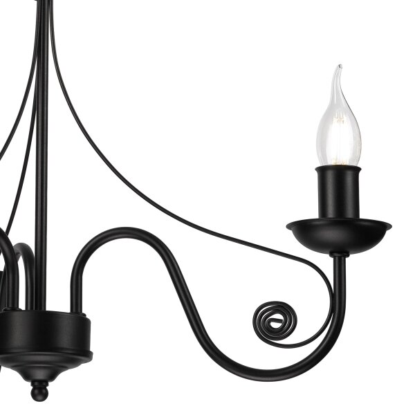 Lampadario a sospensione con catena DONATO 3xE14/40W/230V nero