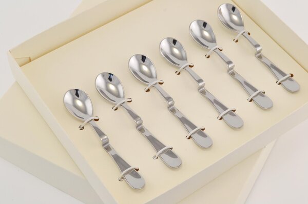 Cucchiaino da Caffe Espresso 6 pezzi Magic in acciaio inox 18/10 lucido spessore 2 mm in confezione Bomboniera