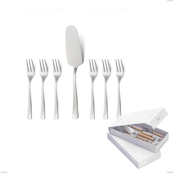 Confezione a libro 7 pezzi, forchettine pi� paletta dolce doram, Acciaio inox Aisi 304 lucido, spessore 2.5 mm