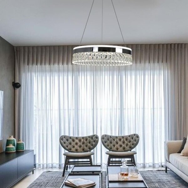 Lampadario a sospensione con filo LED dimmerabile LED/90W/230V 3000-6500K cromo + telecomando