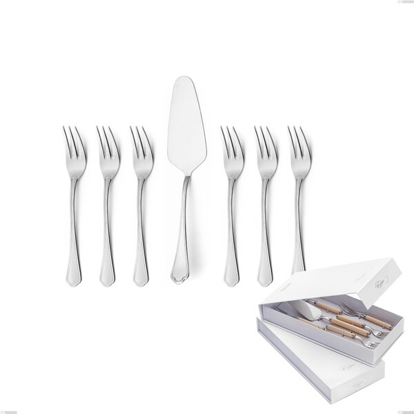 Confezione a libro 7 pezzi, forchettine pi� paletta dolce Domus, inox 18.10 (AISI304), spessore 3.0 mm