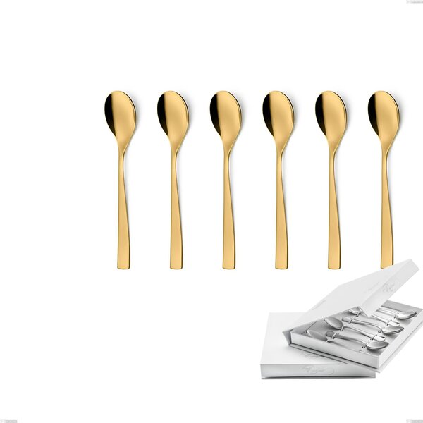 Confezione a libro 6 pezzi cucchiaino moka Etoile PVD Gold, Acciaio 18/10 lucido, spessore 4 mm, pvd oro