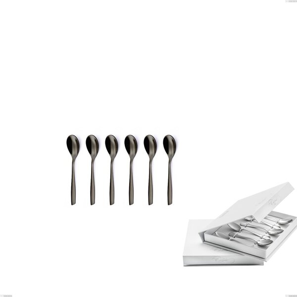 Confezione a libro 6 pezzi cucchiaino moka Eleven PVD Black, Acciaio inox 18.10, spessore 2,5 mm