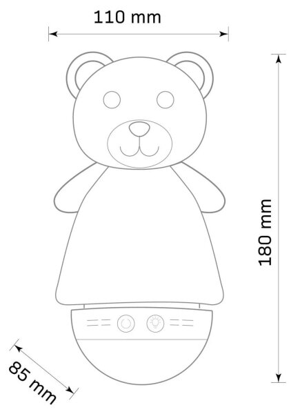 Lampada notturna LED RGB per bambini con melodia 3xAAA/5V orso