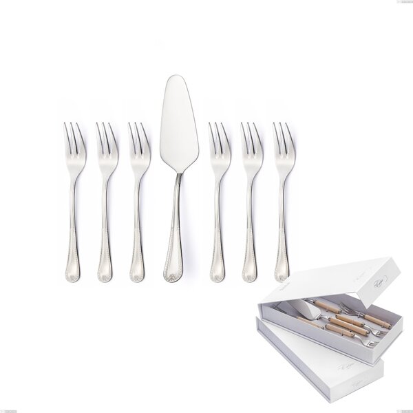 Confezione a libro 7 pezzi, forchettine pi� paletta dolce Firenze, Acciaio inox 18.10 (Aisi304) , spessore 2.5 mm