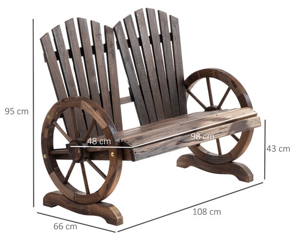 Outsunny Panchina da Giardino in Legno Stile Country con Braccioli a Ruota, 108x66x95cm, Colore Legno|Aosom