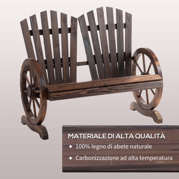 Outsunny Panchina da Giardino in Legno Stile Country con Braccioli a Ruota, 108x66x95cm, Colore Legno|Aosom