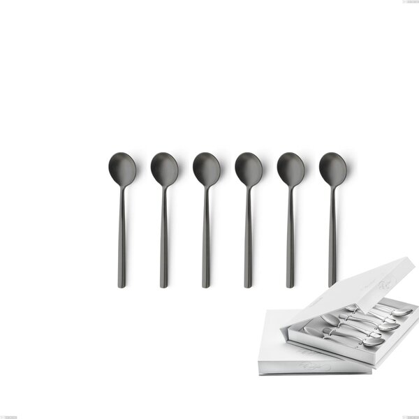 Confezione a libro 6 pezzi cucchiaino moka Kyoto Sabbiato Black, Acciaio inox (Aisi 304) inox sabbiato