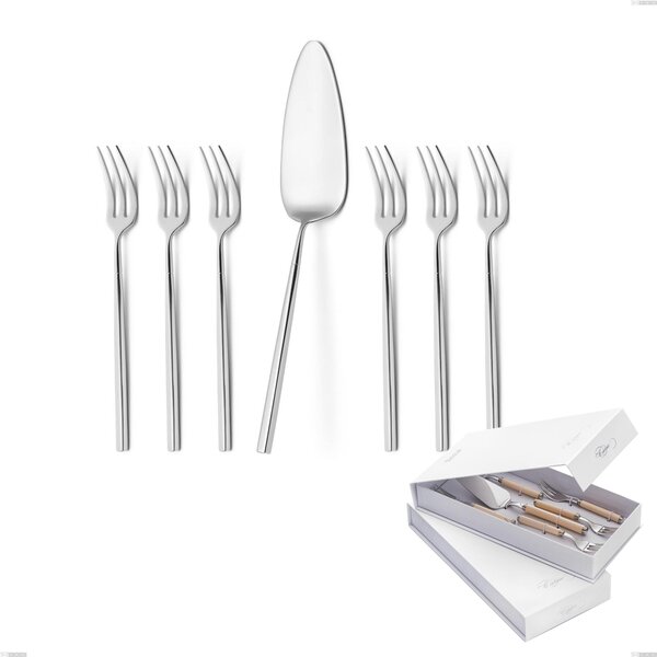 Confezione a libro 7 pezzi, forchettine pi� paletta dolce kyoto, Acciaio inox (Aisi 304) inox lucido