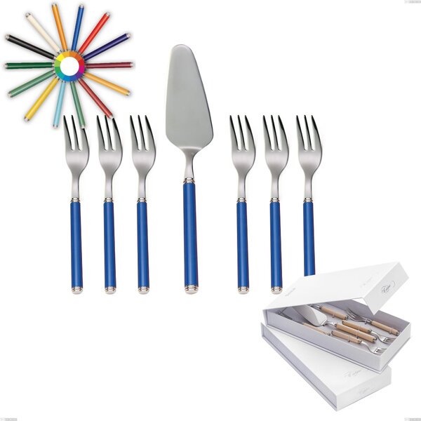 Confezione a libro 7 pezzi, forchettine pi� paletta dolce linea, Acciaio 18/10 (AISI304) inox lucido , manici in metacrilato