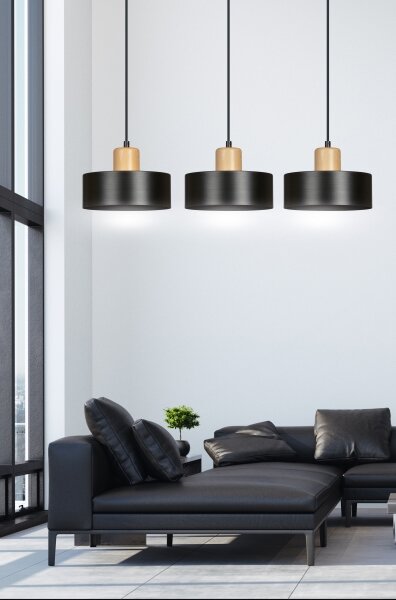 Lampadario a sospensione con filo TORIN 3xE27/15W/230V nero