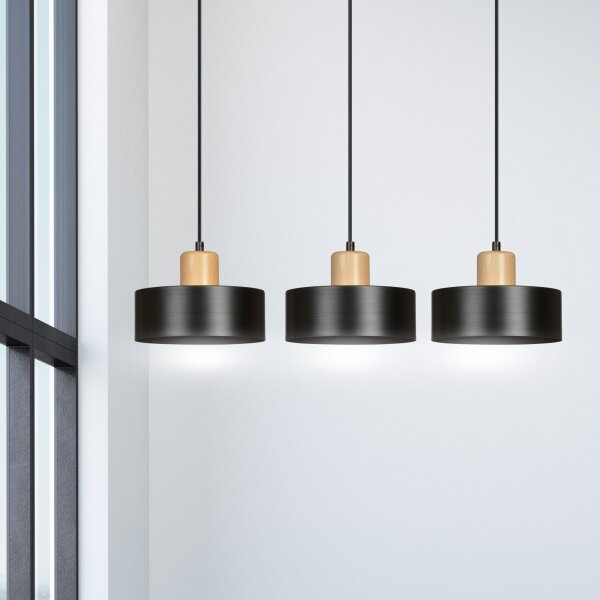 Lampadario a sospensione con filo TORIN 3xE27/15W/230V nero