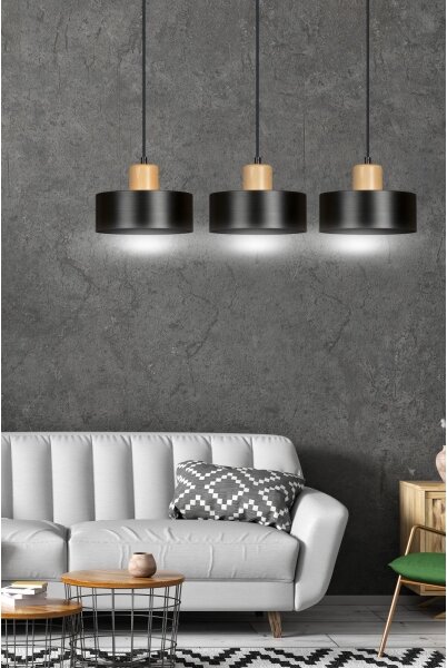 Lampadario a sospensione con filo TORIN 3xE27/15W/230V nero