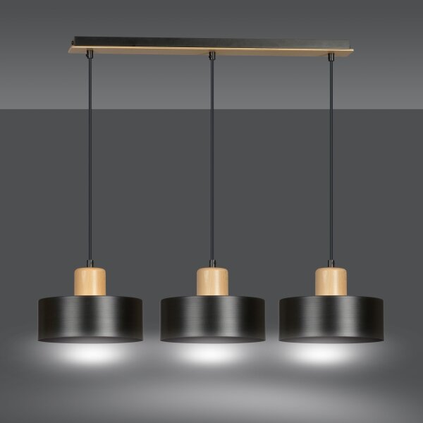 Lampadario a sospensione con filo TORIN 3xE27/15W/230V nero