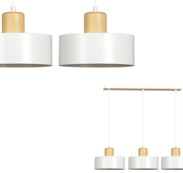Lampadario a sospensione con filo TORIN 3xE27/15W/230V bianco