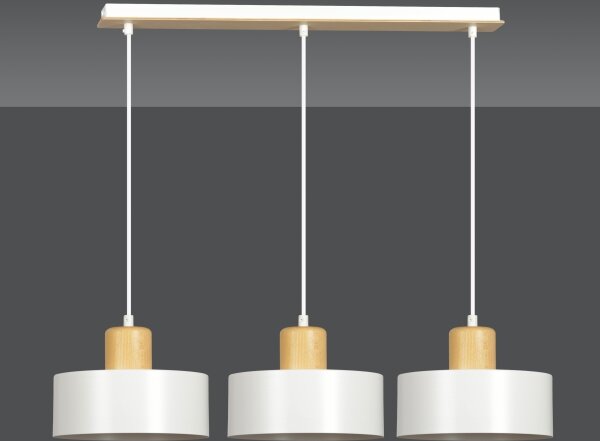 Lampadario a sospensione con filo TORIN 3xE27/15W/230V bianco