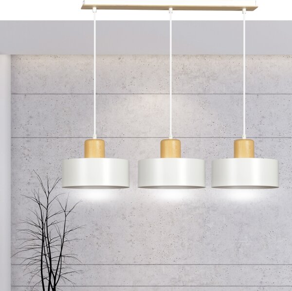 Lampadario a sospensione con filo TORIN 3xE27/15W/230V bianco