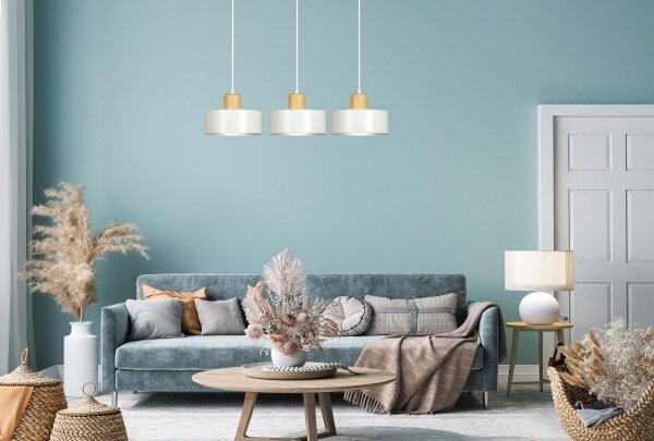 Lampadario a sospensione con filo TORIN 3xE27/15W/230V bianco