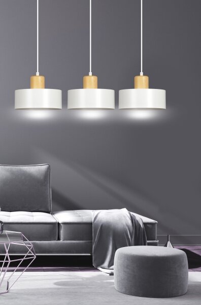 Lampadario a sospensione con filo TORIN 3xE27/15W/230V bianco