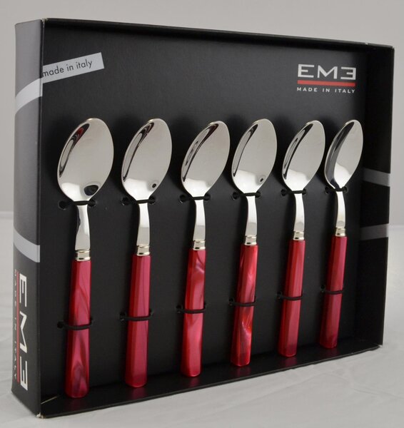 Cucchiaino da Caff� PERLA ROSSO in acciaio inox 18/10 spessore 2 mm in Confezione EME