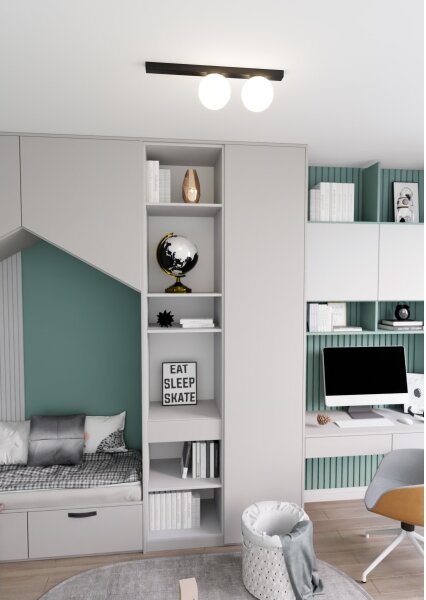 Plafoniera FIT 2xE14/10W/230V nero/bianco