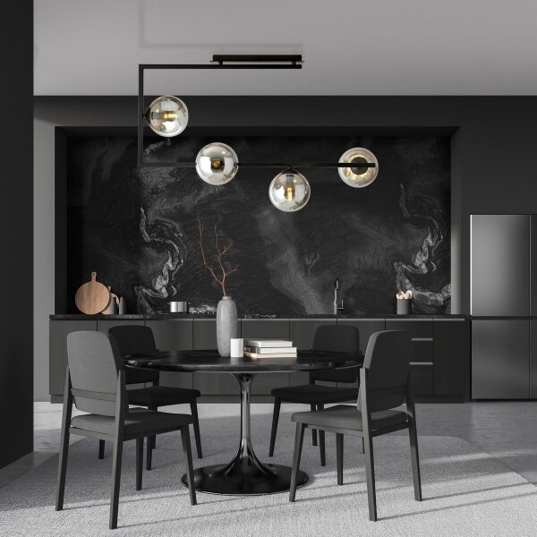 Lampadario a sospensione con supporto rigido SOMA 4xE14/10W/230V nero/grigio