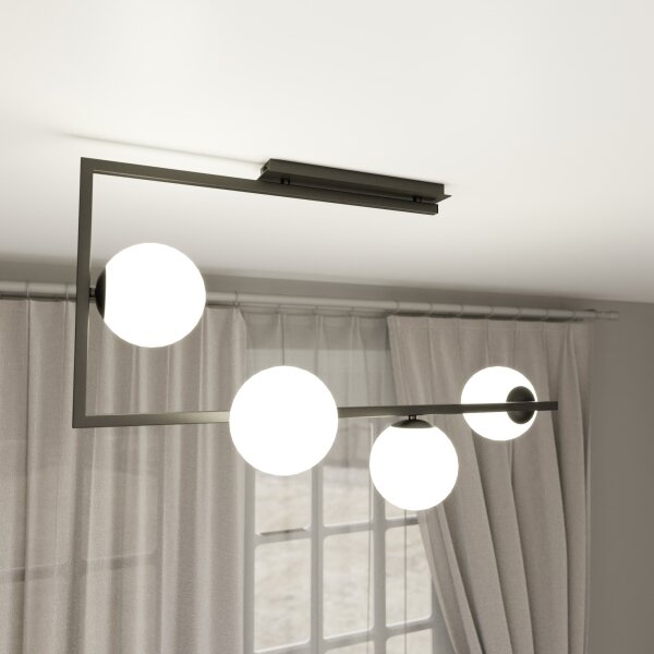 Lampadario a sospensione con supporto rigido SOMA 4xE14/10W/230V nero/bianco