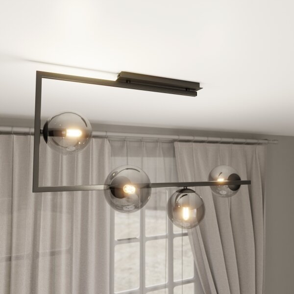 Lampadario a sospensione con supporto rigido SOMA 4xE14/10W/230V nero/grigio