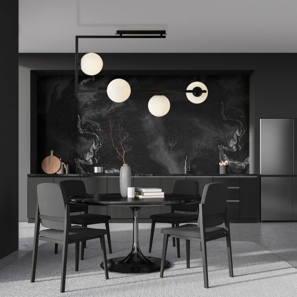 Lampadario a sospensione con supporto rigido SOMA 4xE14/10W/230V nero/bianco