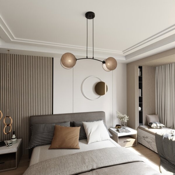 Lampadario a sospensione con filo MOTIF 2xE27/15W/230V beige