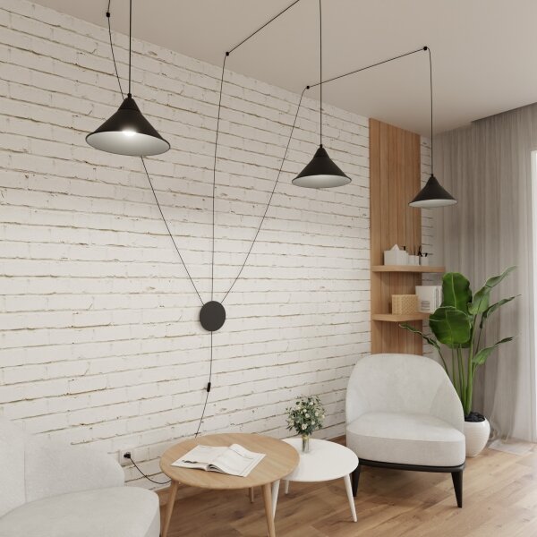 Lampadario a sospensione con filo ABRAMO 3xE27/15W/230V nero