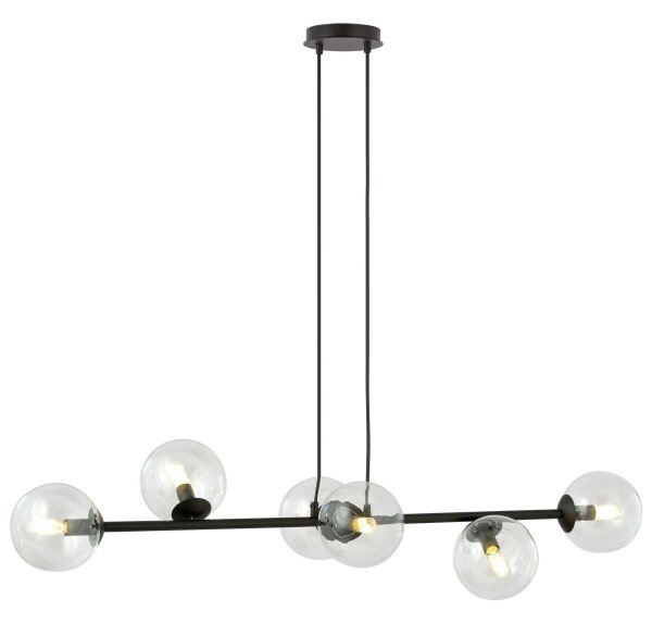 Lampadario a sospensione con filo ROSSI 6xE14/10W/230V nero/limpido
