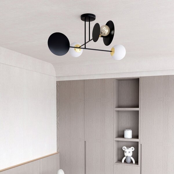 Lampadario a sospensione con supporto rigido MINERVA 2xE27/15W + 2xE14/10W/230V nero