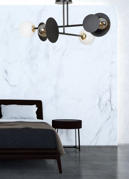 Lampadario a sospensione con supporto rigido MINERVA 2xE27/15W + 2xE14/10W/230V nero