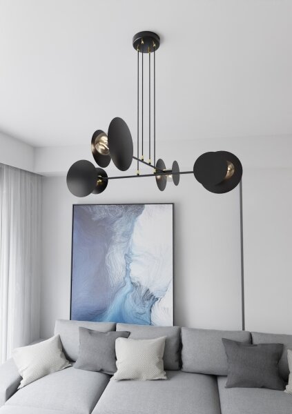 Lampadario a sospensione con filo IDEA 4xE27/15W/230V nero
