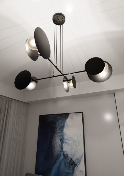 Lampadario a sospensione con filo IDEA 4xE27/15W/230V nero