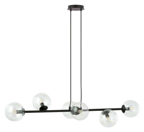 Lampadario a sospensione con filo ROSSI 6xE14/10W/230V nero/limpido