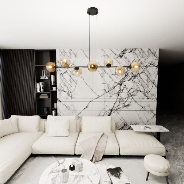 Lampadario a sospensione con filo ROSSI 8xE14/10W/230V nero/beige