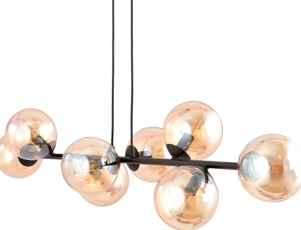 Lampadario a sospensione con filo ROSSI 8xE14/10W/230V nero/beige