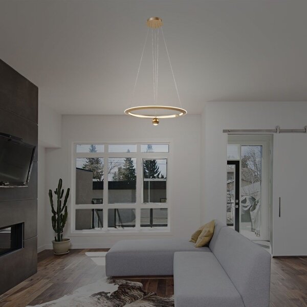 Lampadario LED a sospensione con filo LED/45W/230V 3000K diametro 62 cm oro