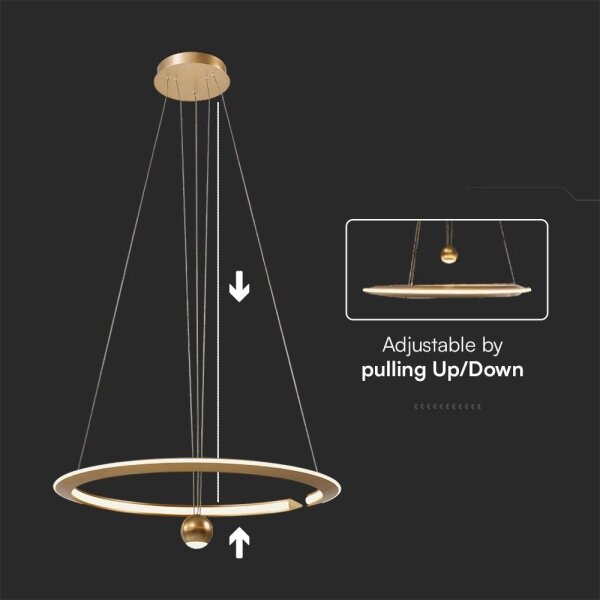 Lampadario LED a sospensione con filo LED/45W/230V 3000K diametro 62 cm oro