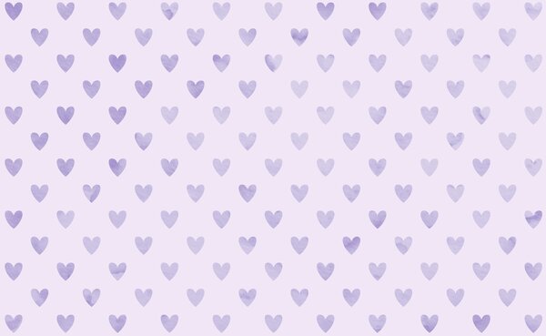 Carta da parati Cuori viola su sfondo bianco, Carta da parati Geometriche, Carta da parati popolare, t01002v2 - Tapeko.it
