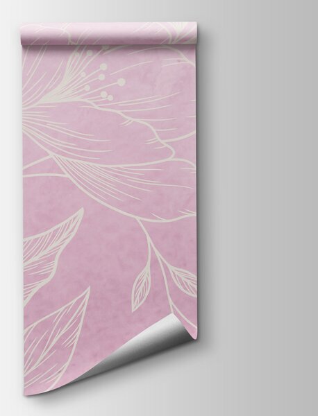 Carta da parati Motivo floreale rosa e bianco, Carta da parati Floreale, Carta da parati popolare, t01003v2 - Tapeko.it