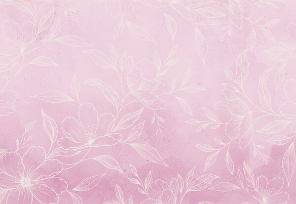 Carta da parati Motivo floreale rosa e bianco, Carta da parati Floreale, Carta da parati popolare, t01003v2 - Tapeko.it