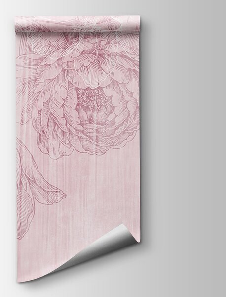 Carta da parati Motivo floreale rosa e bianco, Carta da parati Floreale, Carta da parati popolare, t01004v2 - Tapeko.it