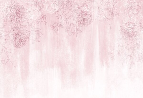 Carta da parati Motivo floreale rosa e bianco, Carta da parati Floreale, Carta da parati popolare, t01004v2 - Tapeko.it
