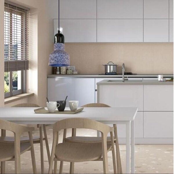 Lampadario a sospensione con filo TERRAZZO 1xE27/60W/230V diametro 12 cm grigio