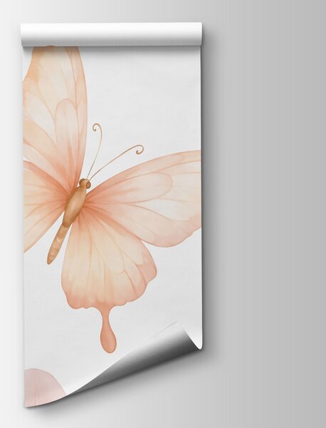 Carta da parati Farfalle che volano sopra i fiori, Carta da parati Farfalle, Carta da parati popolare, t01006v1 - Tapeko.it