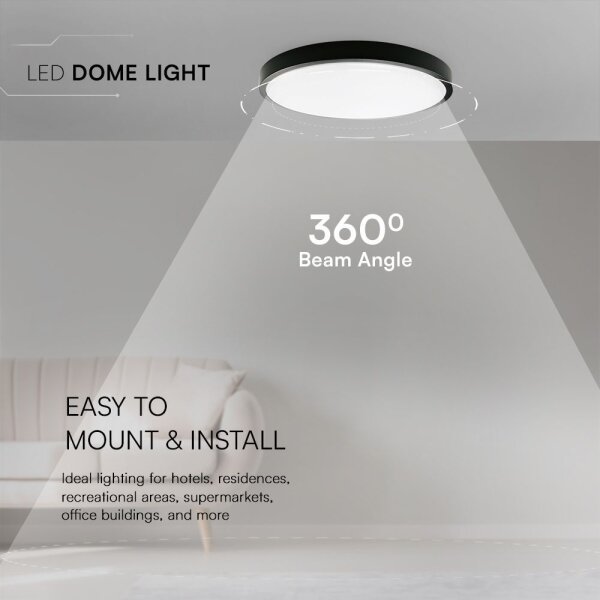 Plafoniera LED da bagno LED/18W/230V IP44 3000K diametro 25 cm nero