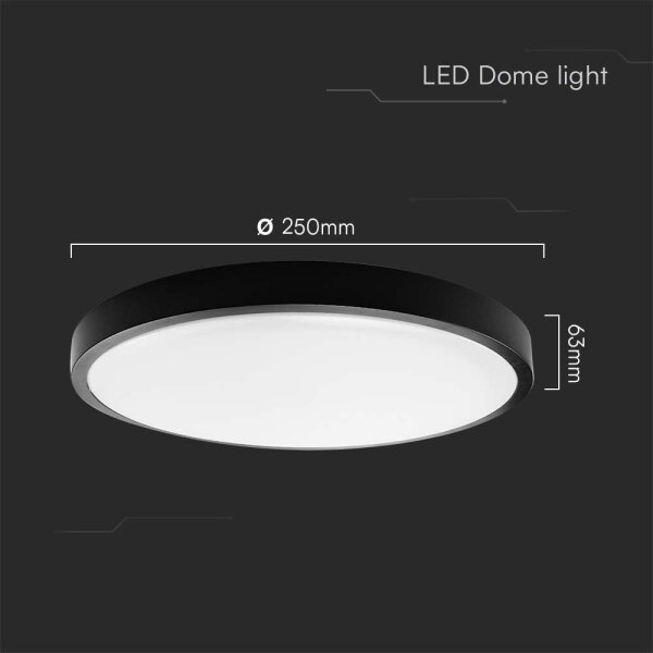 Plafoniera LED da bagno LED/18W/230V IP44 3000K diametro 25 cm nero